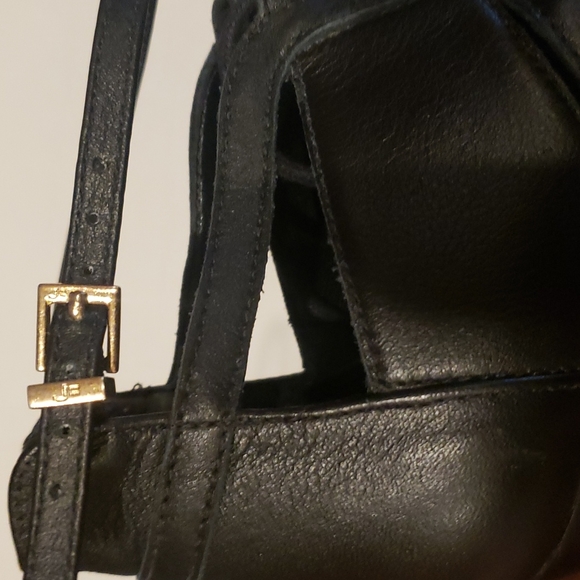 Sexy! JORGE BISCHOFF BLACK LEATHER strappy block heel 6 - Picture 7 of 11